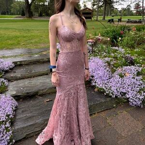 Elegant Rose Gold Glitter Formal/ Prom Dress Size 0